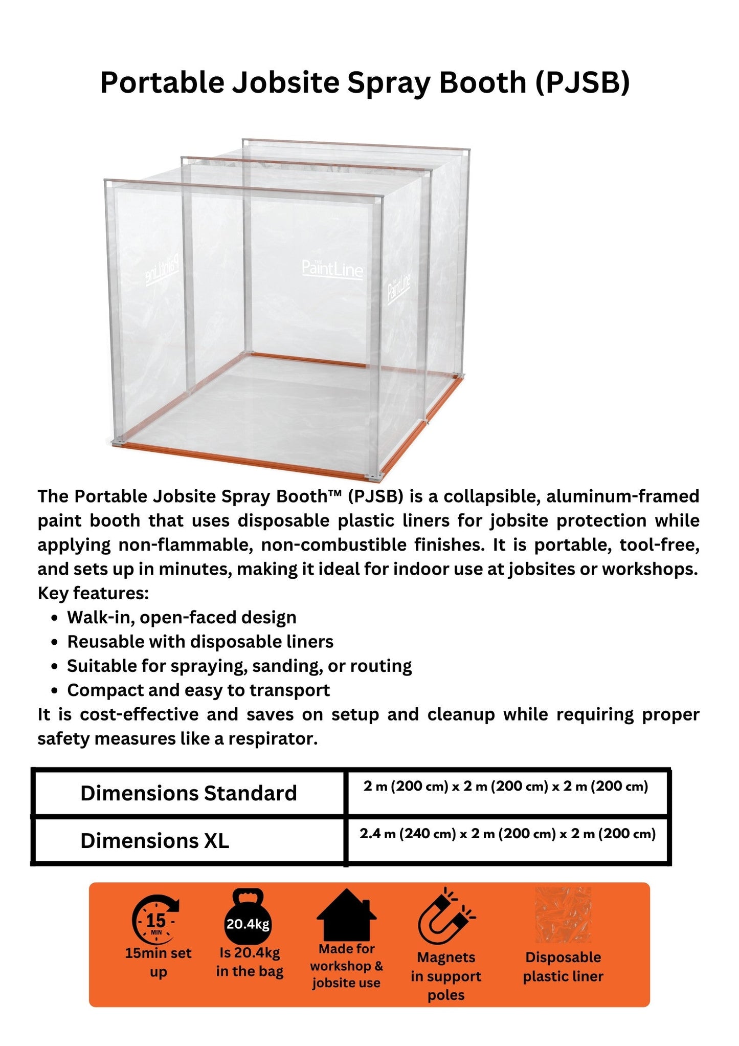 Interior Portable Door Spray Booth XL With Vent by Paintline